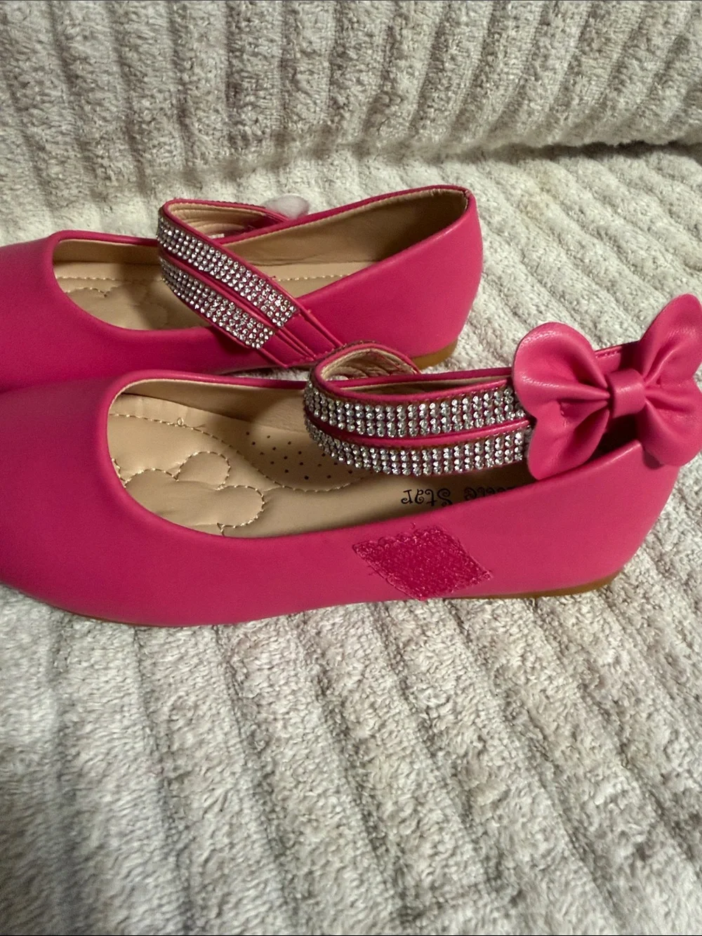 Girls' Bright Pink Sparkle Strap Dress Shoes